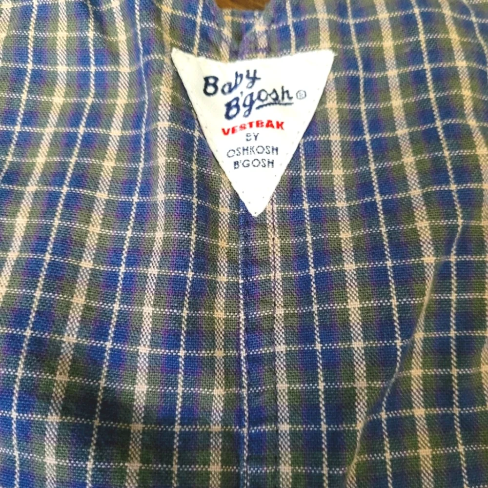 Vintage 1990s OshKosh B'gosh plaid baby bib overalls